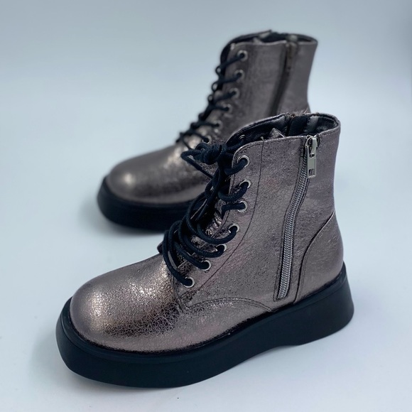 Steve Madden pink crackle combat boots junior size 3 - Picture 2 of 6